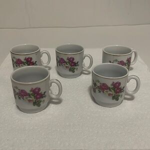 Set of five mini porcelain cups.